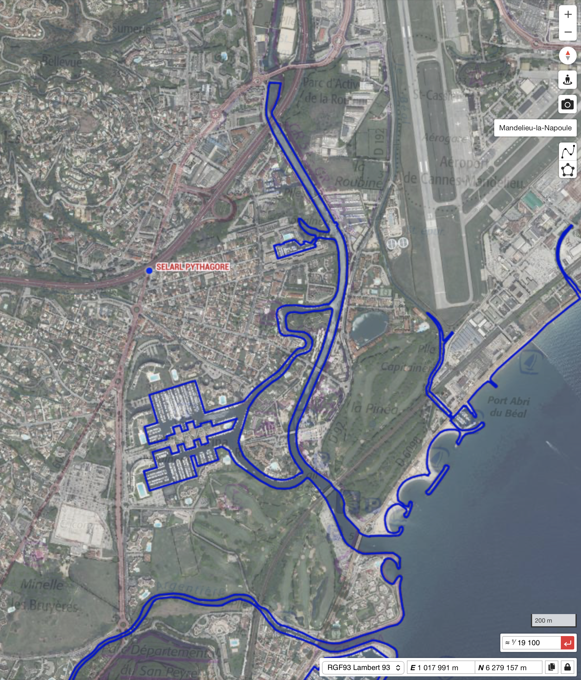 Carte de l'agence Pythagore - 154 Avenue de Cannes, 06210 Mandelieu