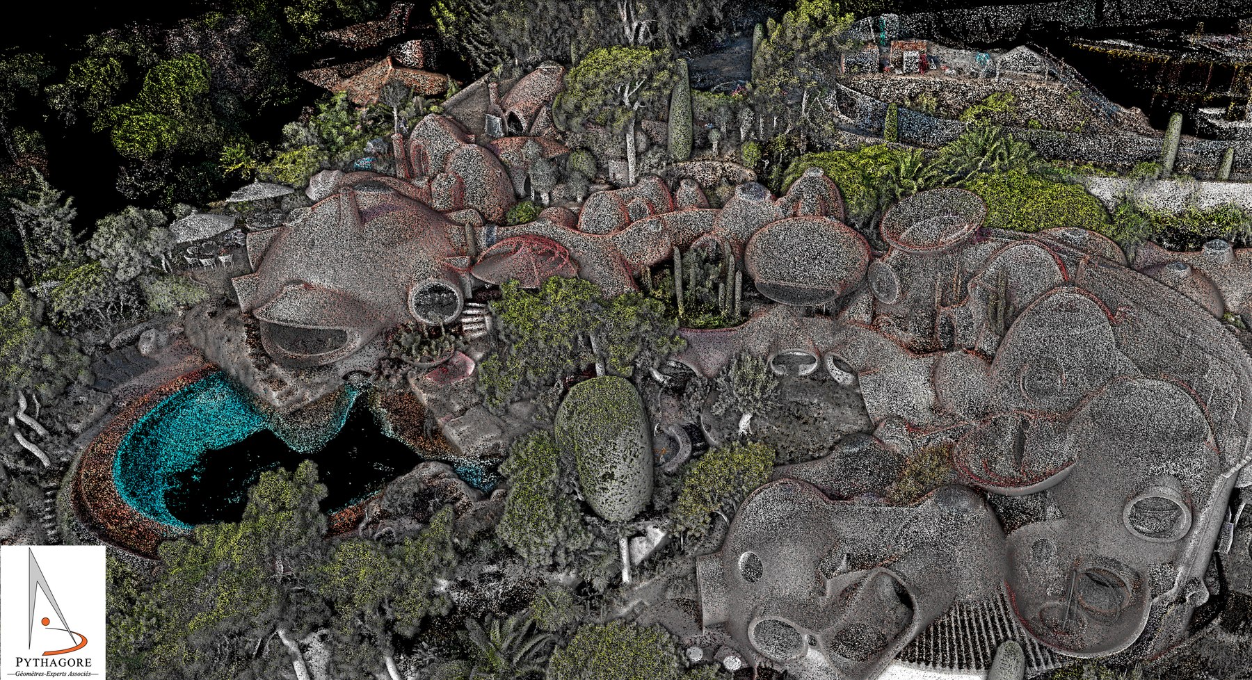 Nuage de points 3D de la Maison Bernard à Théoule-sur-Mer issu du relevé scanner et drone - PYTHAGORE Géomètres-Experts